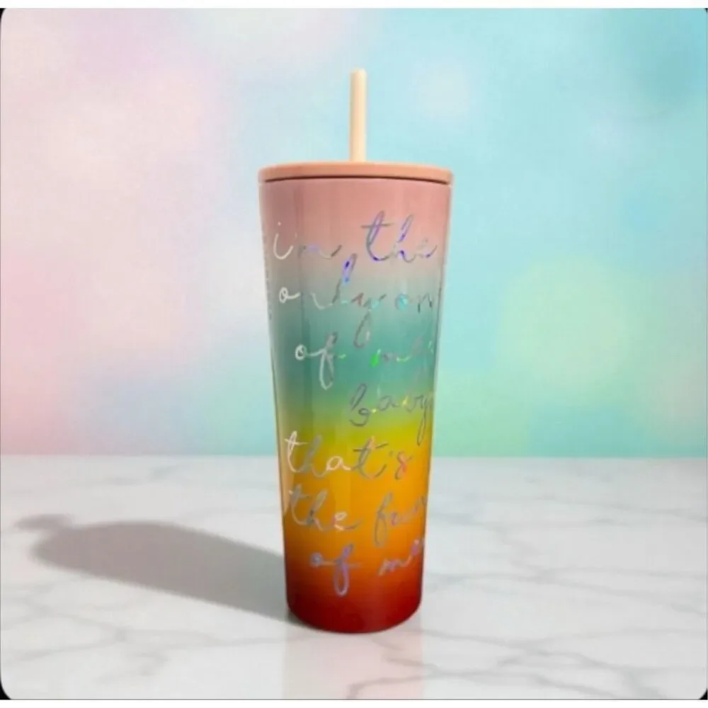 Starbucks Stainless Steel Rainbow Ombré Tumbler Venti 24 oz Iridescent Holograph